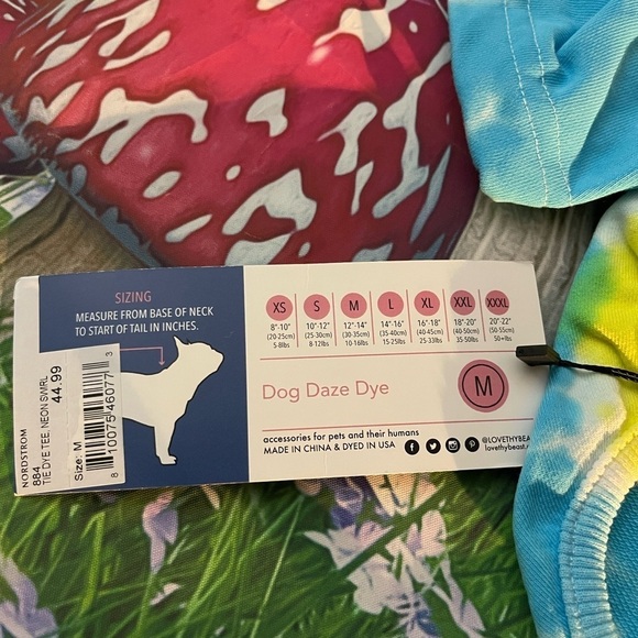 LoveThyBeast Brand 𝅺Tie-Dye Multicolor Dog Sweatshirt W/Short Sleeves - Picture 8 of 9